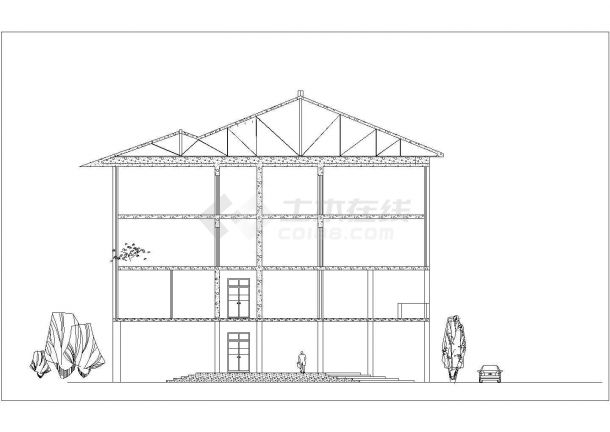 乐山市某度假村2900平米4层框架结构休闲民宿平立面设计CAD图纸-图二