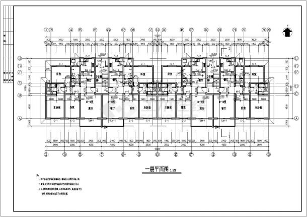 长春某小区3300平米6+1层砖混结构住宅楼全套建筑设计CAD图纸-图一