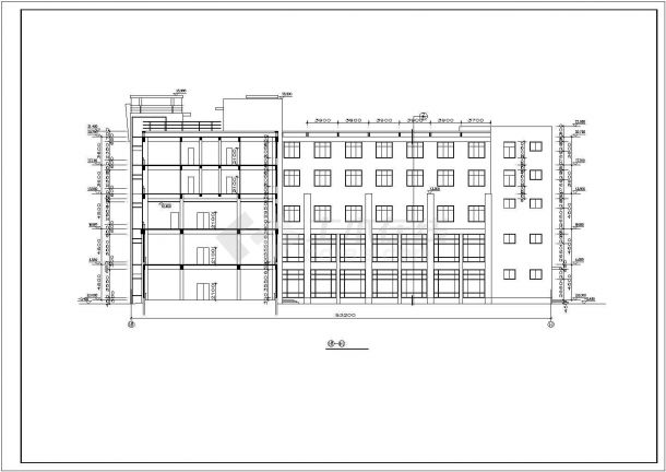 6600平米5层框混结构商业综合楼平立面设计CAD图纸-图一