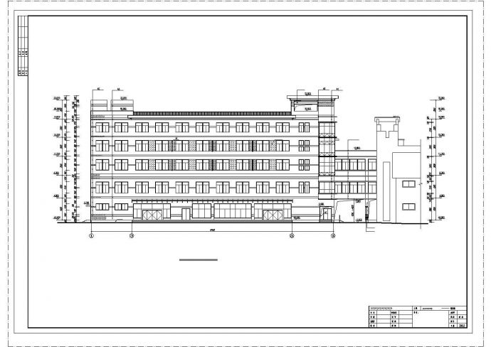 盐城市某商业街6100平米5层框架结构商业综合楼建筑设计CAD图纸_图1