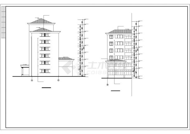 厦门市某步行街6900平米6层框架结构商业综合楼建筑设计CAD图纸-图一