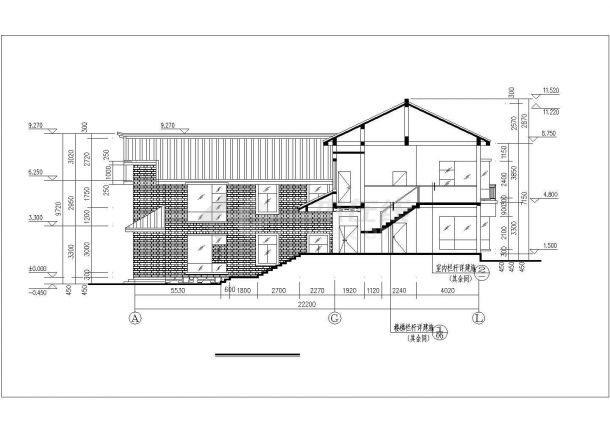 贵阳市某度假村1100平米2层框混结构度假别墅建筑设计CAD图纸-图一