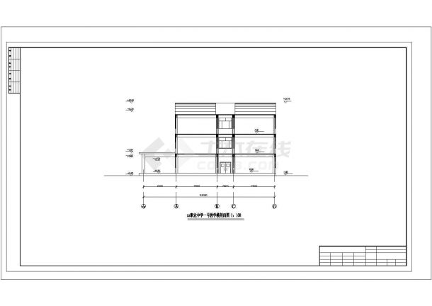 洛阳市某技术培训学院3300平米3层框架教学楼建筑设计CAD图纸-图一