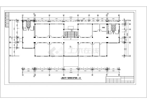 洛阳市某技术培训学院3300平米3层框架教学楼建筑设计CAD图纸-图二