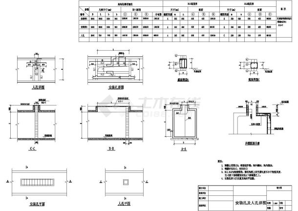 安装孔及人孔，检修出入口详图-图一