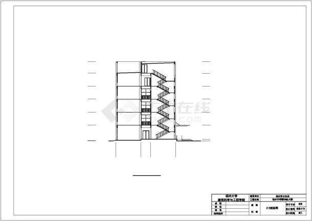 常州市某消防中队5500平米5层框架训练大楼全套建筑设计CAD图纸-图一