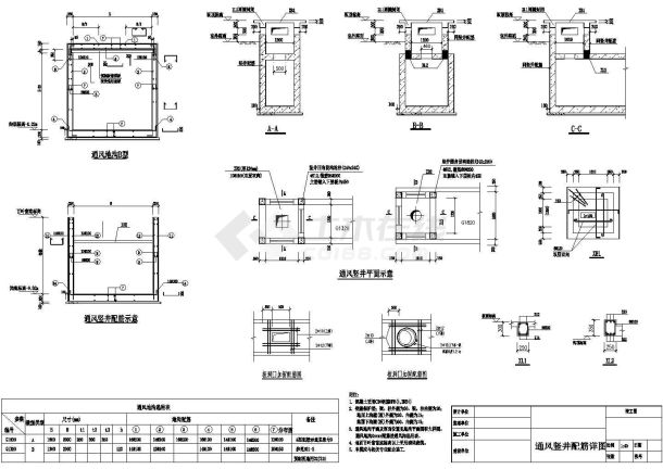 通风竖井结构钢筋图-图一
