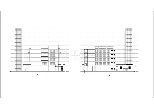 郑州某高校7000平米5层框架科学楼平立面设计CAD图纸-图一