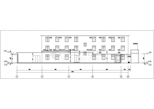 广州某社区幼儿园240平米3层框混教学楼办公楼CAD建筑设计图纸-图二