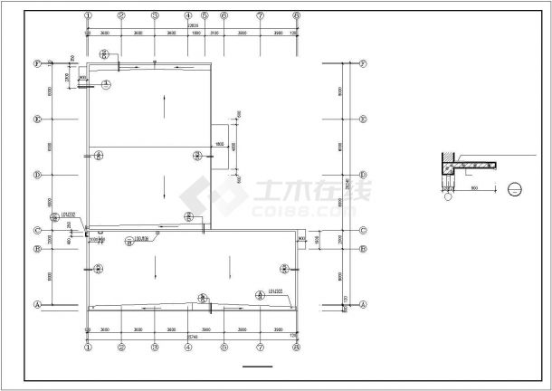 武汉市某工厂410平米单层砖混职工餐厅CAD建筑设计图纸-图二