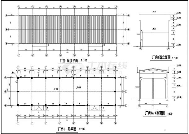 厂房设计_某地完整大型工业厂房建筑设计方案详细施工CAD图纸-图二
