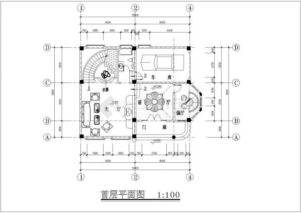 某地区一套私人的别墅建筑结构设计方案详细施工CAD图纸-图二