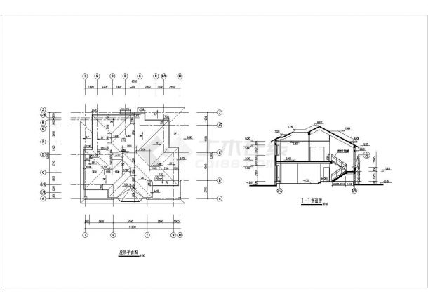 某地区西郊区别墅建筑结构设计方案详细施工CAD图纸-图二