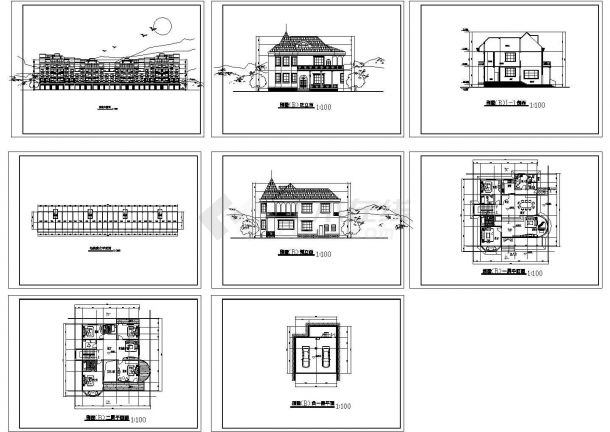 某沿街商业及别墅建筑结构设计方案详细施工CAD图纸-图一