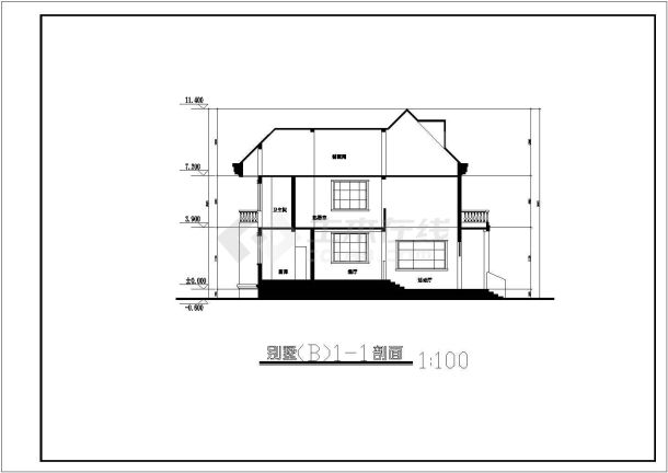 某沿街商业及别墅建筑结构设计方案详细施工CAD图纸-图二