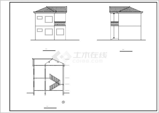 某新农村建设别墅建筑结构设计方案详细施工CAD图纸-图二