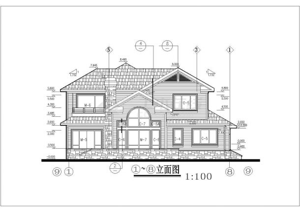 某市区现代联拼小型别墅建筑详细设计方案施工CAD图纸-图二