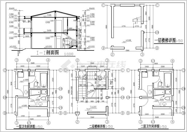 某地市区高档别墅建筑全套详细设计方案施工CAD图纸-图二