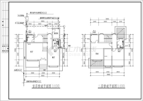某市区高级小区小型小康别墅建筑详细设计方案施工CAD图纸-图二