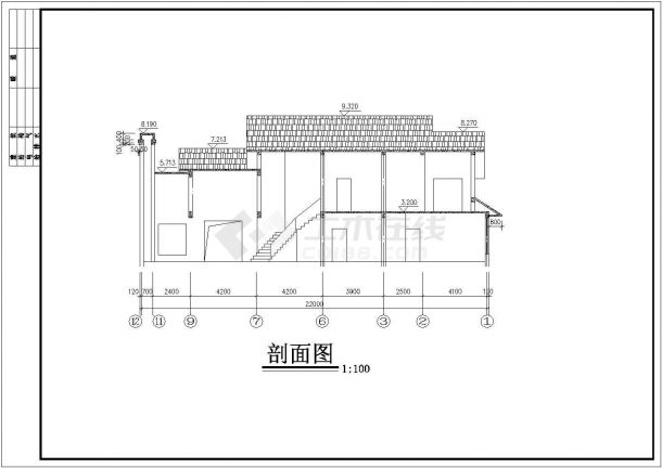 某市区经典高档小型别墅建筑详细设计方案施工CAD图纸-图二
