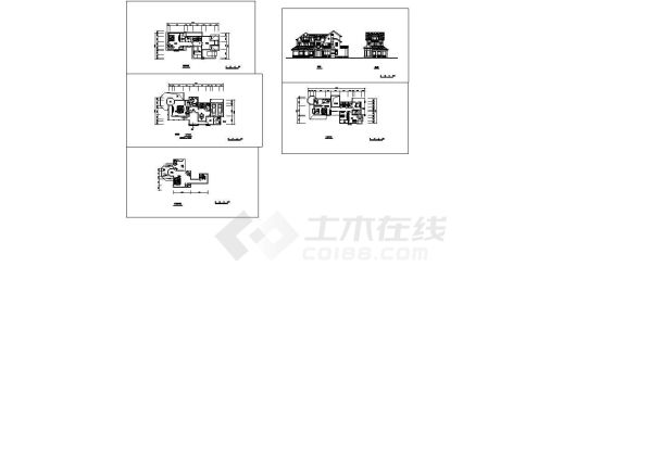 某小型别墅经典户型建筑设计图纸（共5张）-图一