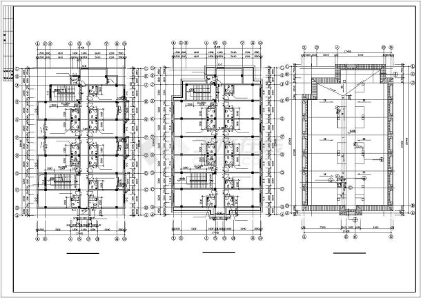 合肥市某商业街1700平米4层框架结构宾馆CAD建筑设计图纸-图一
