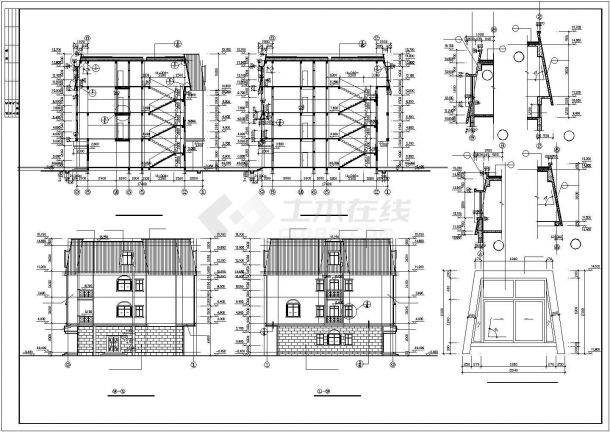 合肥市某商业街1700平米4层框架结构宾馆CAD建筑设计图纸-图二