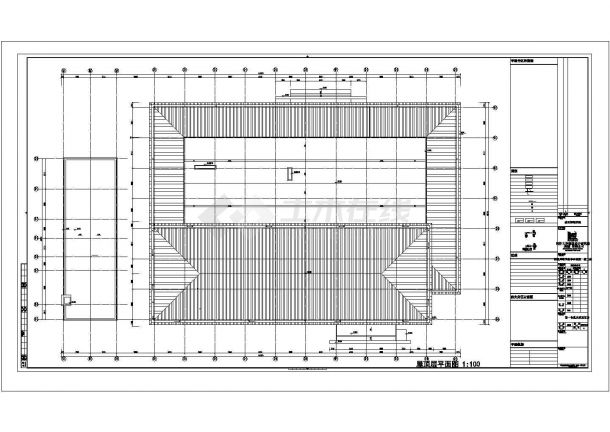 洛阳市某职业技术学院3层框架结构学生餐厅CAD建筑设计图纸-图一