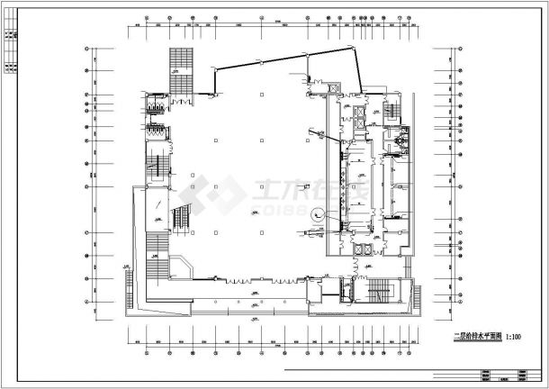 武汉市某高校1.3万平米5层框架食堂餐厅给排水系统设计CAD图纸-图二