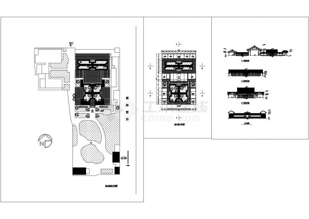 某四合院房型建筑设计方案cad图纸（共3张）-图一