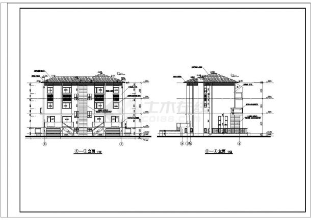 某地区双联高级别墅建筑详细设计方案施工CAD图纸-图二