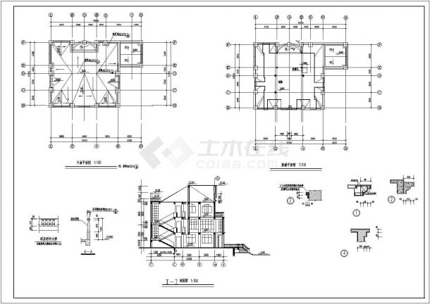某地区私家别墅住宅建筑详细设计方案施工CAD图纸-图二