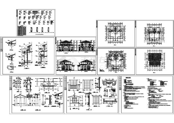 某地区双联别墅建筑详细设计方案施工CAD图纸-图一