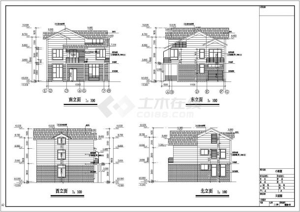 上海某别墅建筑详细设计方案施工CAD全套图纸-图二