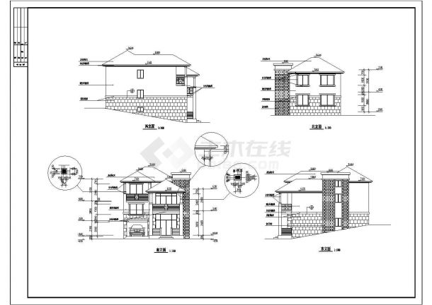 某地区经典山体别墅建筑详细设计方案施工CAD全套图纸-图二