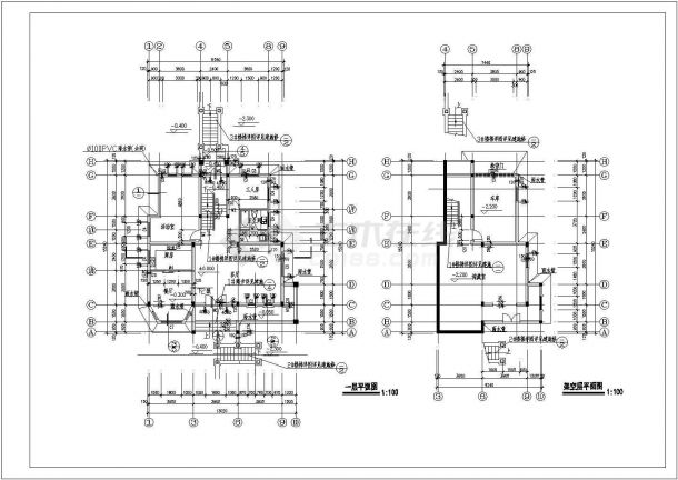 某地区经典现代别墅建筑详细设计方案施工CAD完整图纸-图二