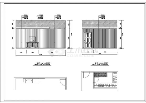 某经典现代浅塘别墅建筑详细设计方案施工CAD图纸-图二