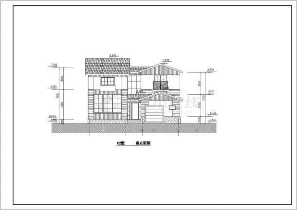 某经典现代小别墅建筑详细设计方案施工全套CAD图纸-图二