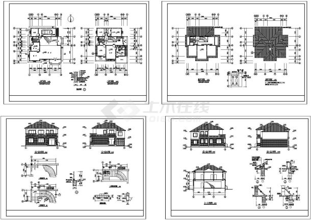 某经典现代别墅建筑详细设计方案施工全套CAD图纸-图一