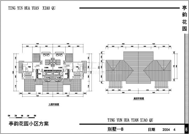 某地区亭韵花园别墅建筑详细设计施工方案CAD图纸-图二