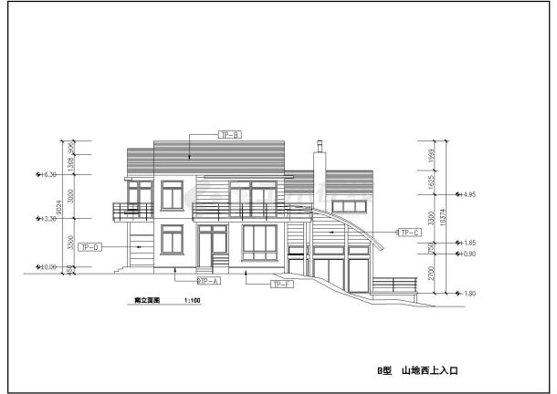南京山地木构别墅B型建筑详细设计方案施工CAD图纸-图二