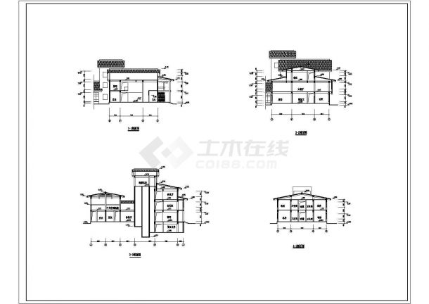 某地区温泉度假别墅建筑详细设计施工方案CAD图纸-图二