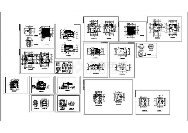 某四套经典的别墅建筑详细设计施工方案CAD图纸-图一
