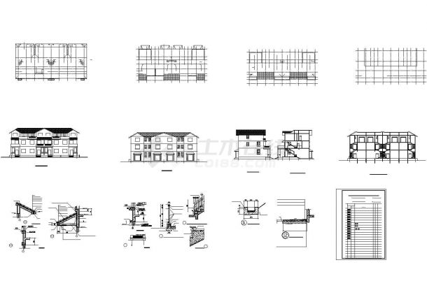 某四联别墅建筑详细设计施工方案CAD图纸-图一