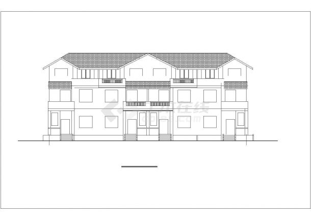 某四联别墅建筑详细设计施工方案CAD图纸-图二