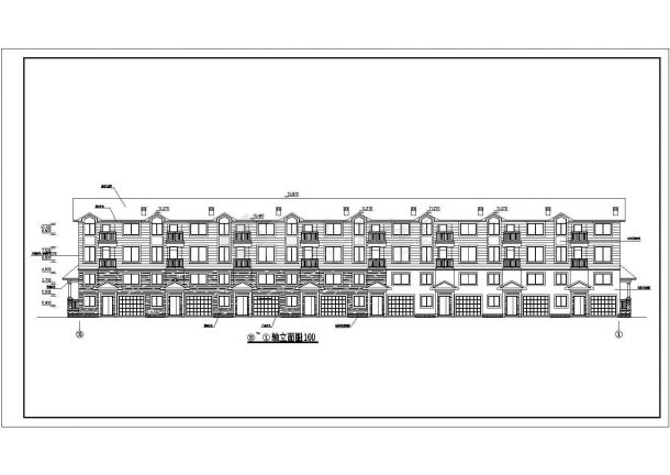 某豪华联排别墅建筑详细设计施工方案平立面CAD图纸-图二