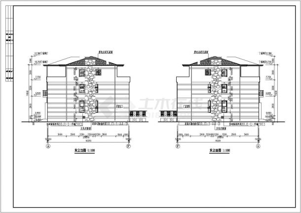 某豪华联排别墅建筑扩出详细设计施工方案CAD图纸-图二