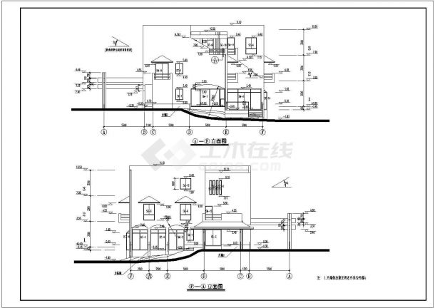 某现代大型别墅建筑结构设计施工详细方案平剖面CAD图纸-图二