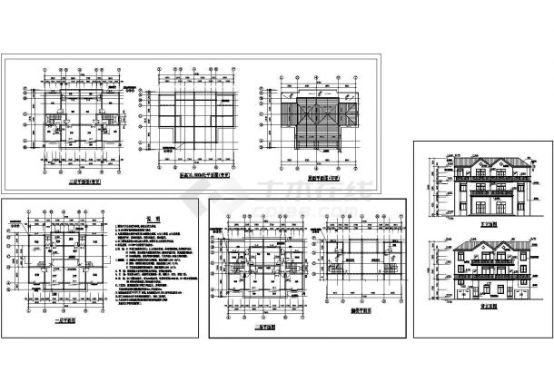 某现代经典大型别墅建筑设计施工方案详细CAD图纸-图一