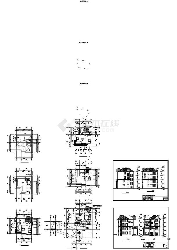 某现代大型别墅建筑详细设计施工方案CAD图纸-图一